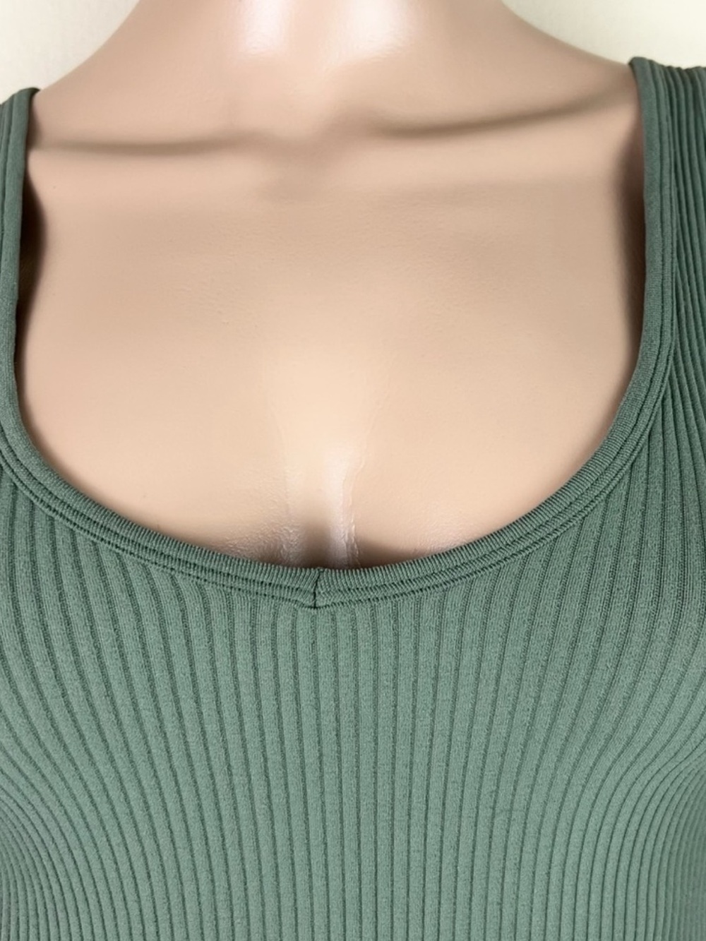 NEW FREE PEOPLE GREEN RIBBED SLEEVELESS BODYSUIT - Picture 3 of 5